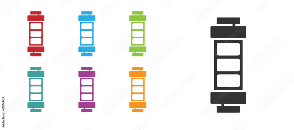 Black Battery charge level indicator icon isolated on white background. Set icons colorful. Vector. Black Battery charge level indicator icon isolated on white background. Set icons colorful. Vector.