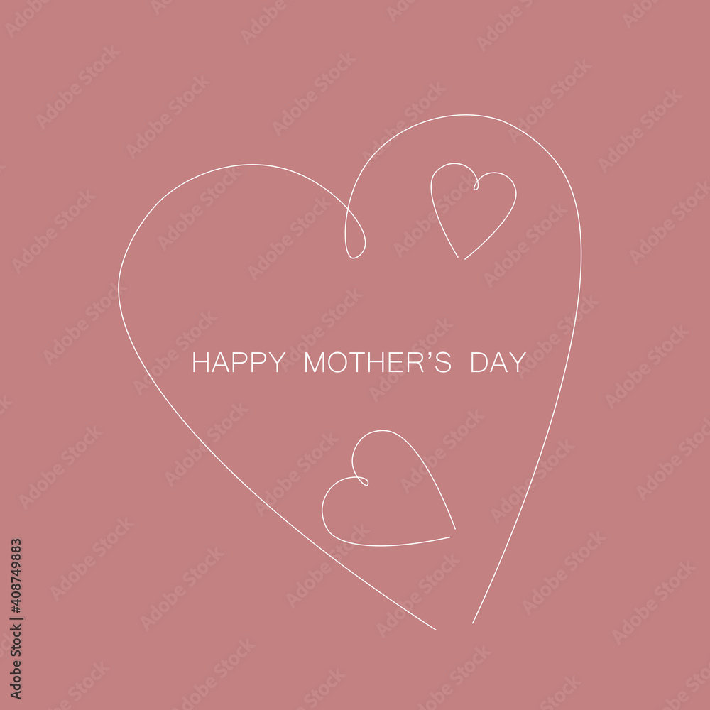 Mothers day card with hearts, pink design vector illustration Mothers day card with hearts, pink design vector illustration