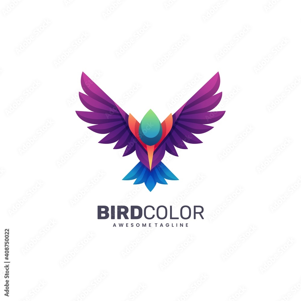 Obraz premium Vector Logo Illustration Bird Gradient Colorful Style.