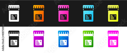 Set Biologically active additives icon isolated on black and white background. Vector.