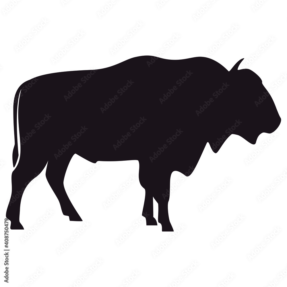 Bison silhouette, icon. Vector illustration on a white background. Bison silhouette, icon. Vector illustration on a white background.