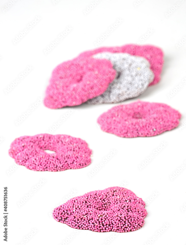 pink chocolate biscuit on the white pink chocolate biscuit on the white
