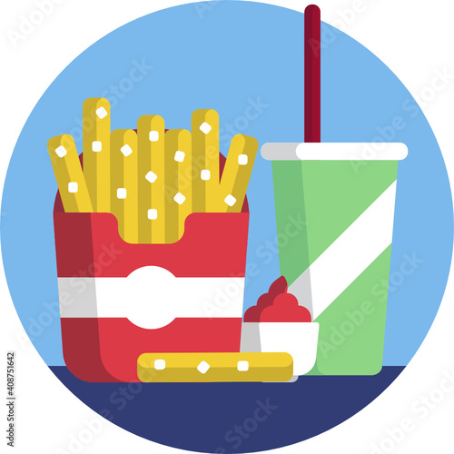 Food Icon. French Fries. Fast Food Icon.  photo