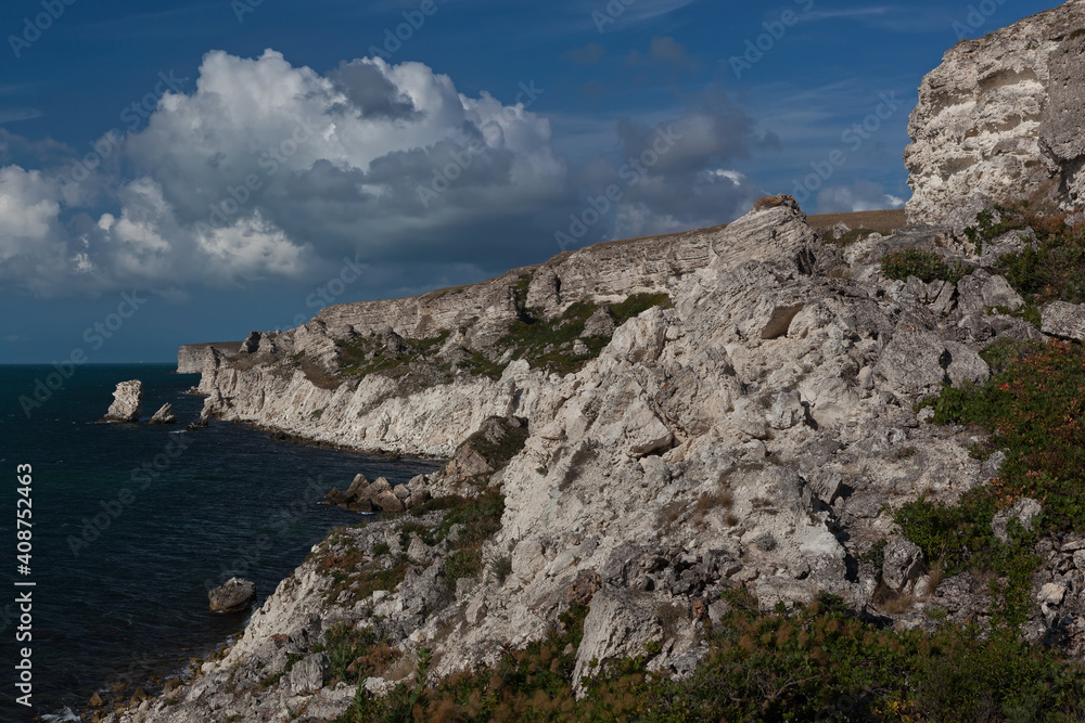 White cliffs of Jangul coast, Crimea