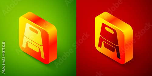 Isometric Baby potty icon isolated on green and red background. Chamber pot. Square button. Vector.