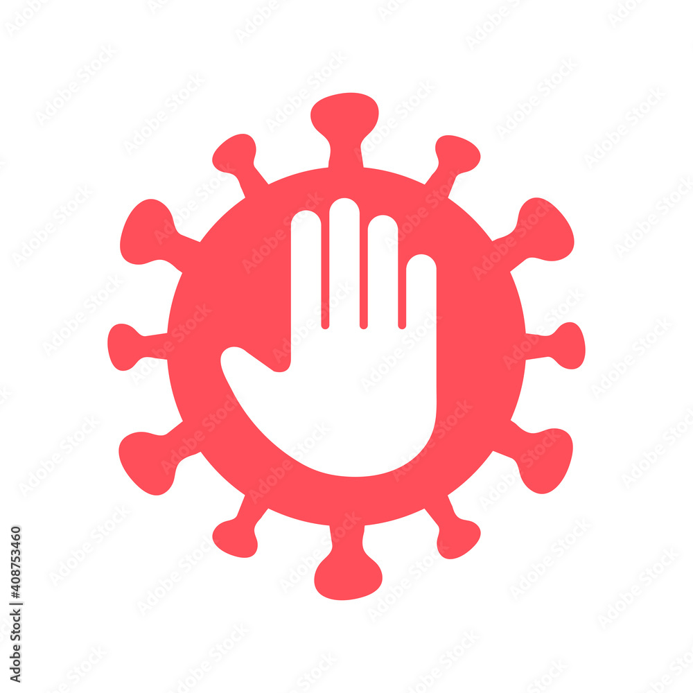 Sign beware of virus hazards. Signs prohibiting the coronavirus. Concept of stopping the transmission of germs Sign beware of virus hazards. Signs prohibiting the coronavirus. Concept of stopping the transmission of germs
