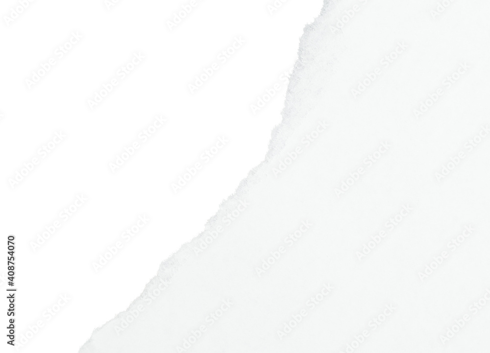 piece of white torn paper on isolated white background