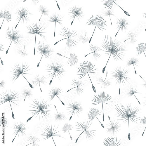 Fashion vector pattern with dandelions seeds