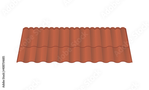 Tile roof isolated on white background. Roof for old houses. Cartoon style. Vector illustration.