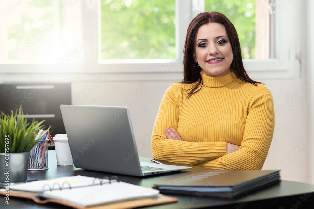 Businesswoman working from home