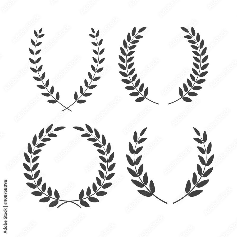 Set of laurel wreaths vectors of different shapes isolated on white