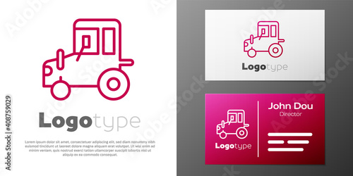 Logotype line Tractor icon isolated on white background. Logo design template element. Vector.