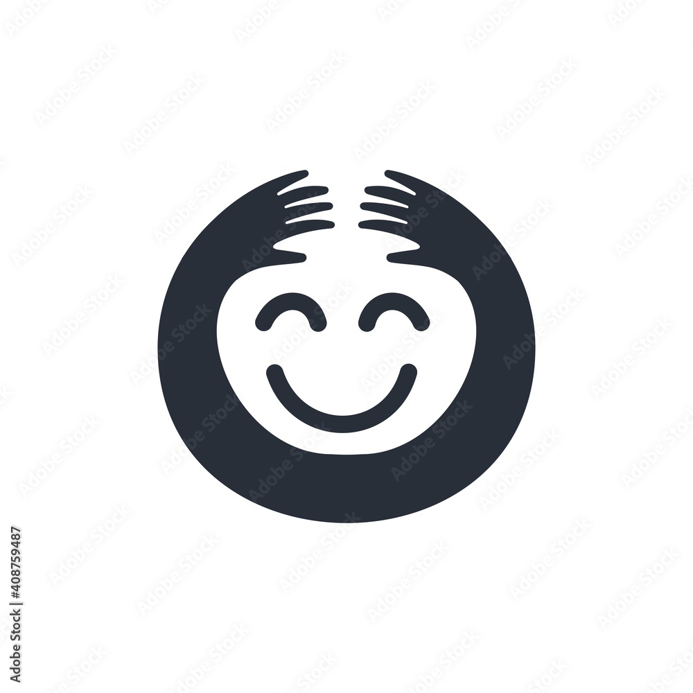 A hug and a smile. Love and joy. Vector icon isolated on white background.