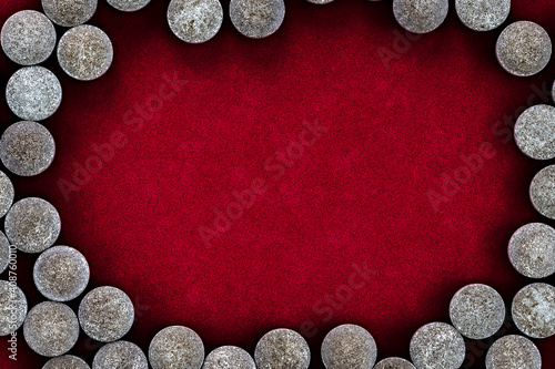 close-up of chelated iron tablets, with negative space. dietary concept. dietary supplement. photo