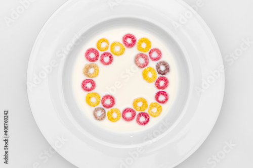 Obraz na plátně Teller mit Milch und Müsli