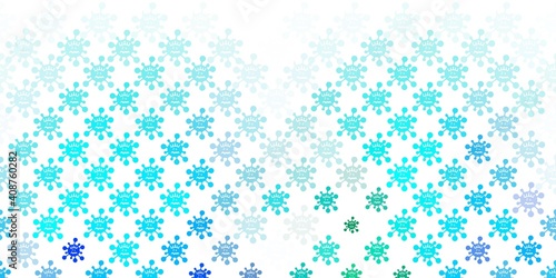 Light Blue, Green vector pattern with coronavirus elements.