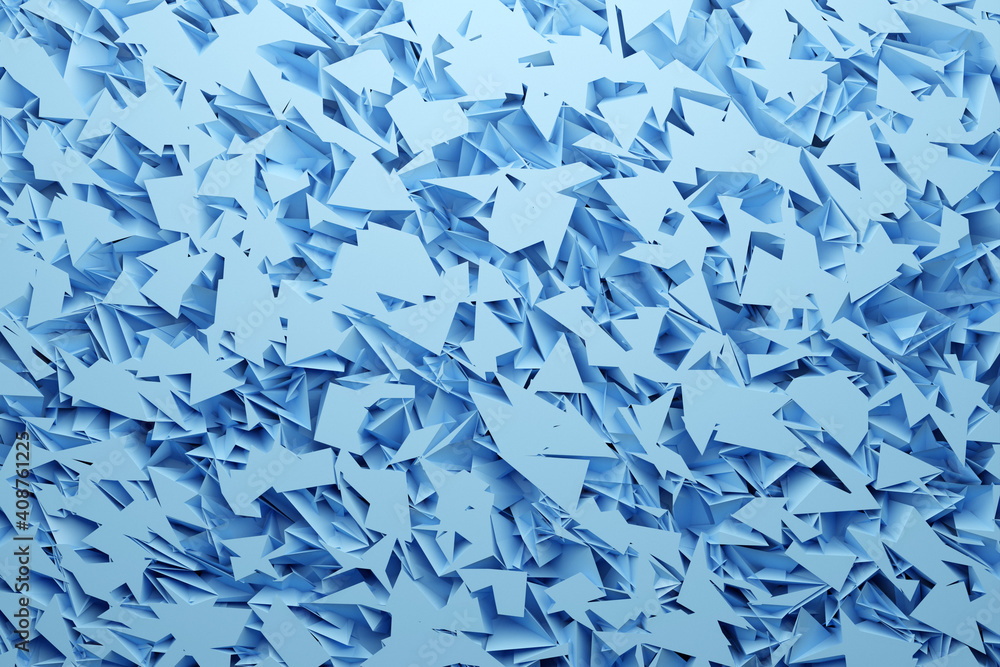 3d Illustration rows of blue and white metallic crystals. Patter on a monochrome background, pattern. Geometric background, weave pattern. 3d Illustration rows of blue and white metallic crystals. Patter on a monochrome background, pattern. Geometric background, weave pattern.