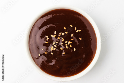 Pork cutlet sauce on a white background