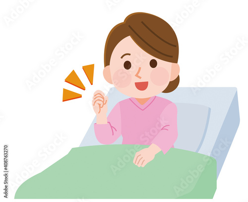 入院　元気になる女性入院患者　イラスト