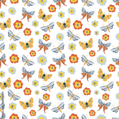 Seamless pattern of butterfly. Decoration print for surface pattern