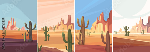Collection of arizona deserts. Natural landscapes in vertical orientation.