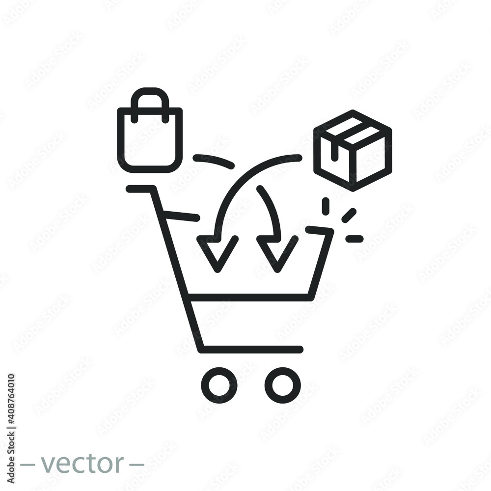 online marketing and ecommerce icon, cross selling or purchase, add to  shopping cart, thin line symbol on white background - editable stroke  vector illustration eps10 Stock Vector | Adobe Stock
