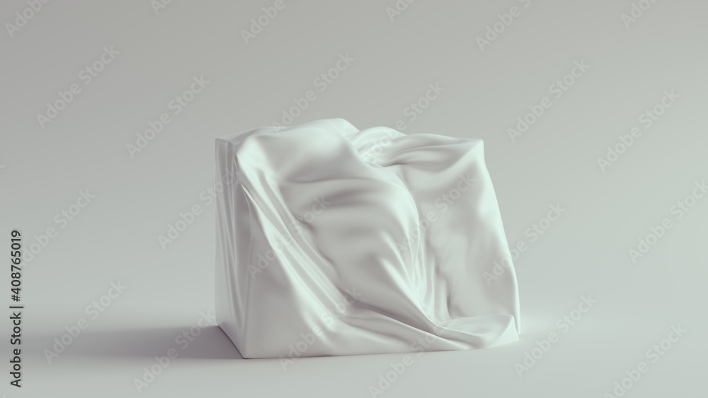 White Cube Crushed Sculpture 3d illustration render White Cube Crushed Sculpture 3d illustration render