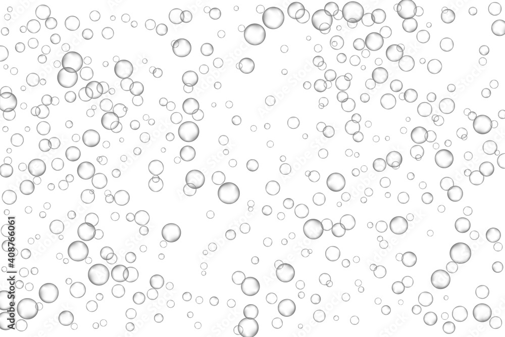 Fototapeta premium Air bubbles, oxygen, champagne crystal clear, isolated on white background modern design. Vector illustration EPS 10.