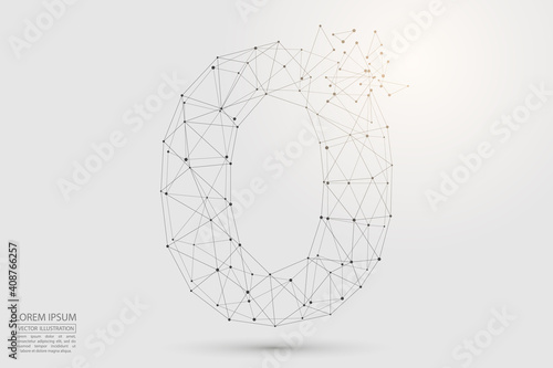 Abstract number, figure destruction consisting of triangles, circles, decay spots, stars. Vector eps 10.