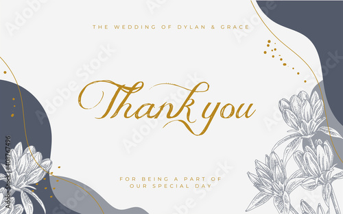 Floral Wedding invitation template Gentiana flower design