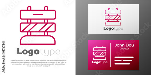 Logotype line End of railway tracks icon isolated on white background. Stop sign. Railroad buffer end to destination. Logo design template element. Vector.