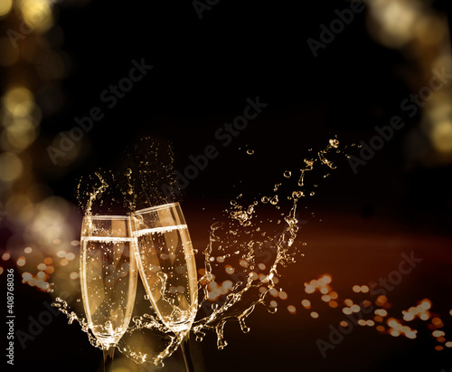 Sparkling wine, champagne, glasses, New Year's Eve, Cheers New Year