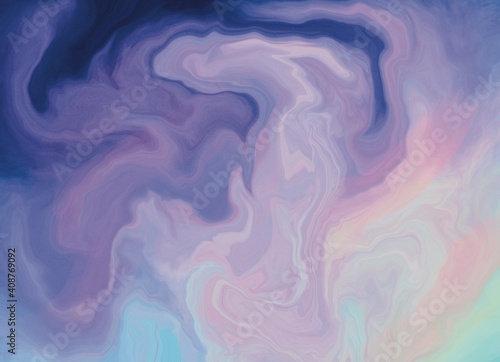Abstract sky background. Purple, blue, and light blue colors. Blurred waves.