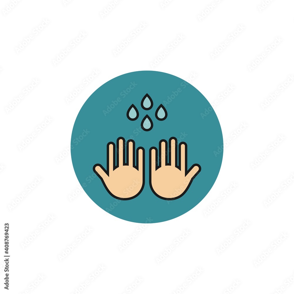 Obraz premium Hand wash flat vector icon. Clean hands flat vector icon
