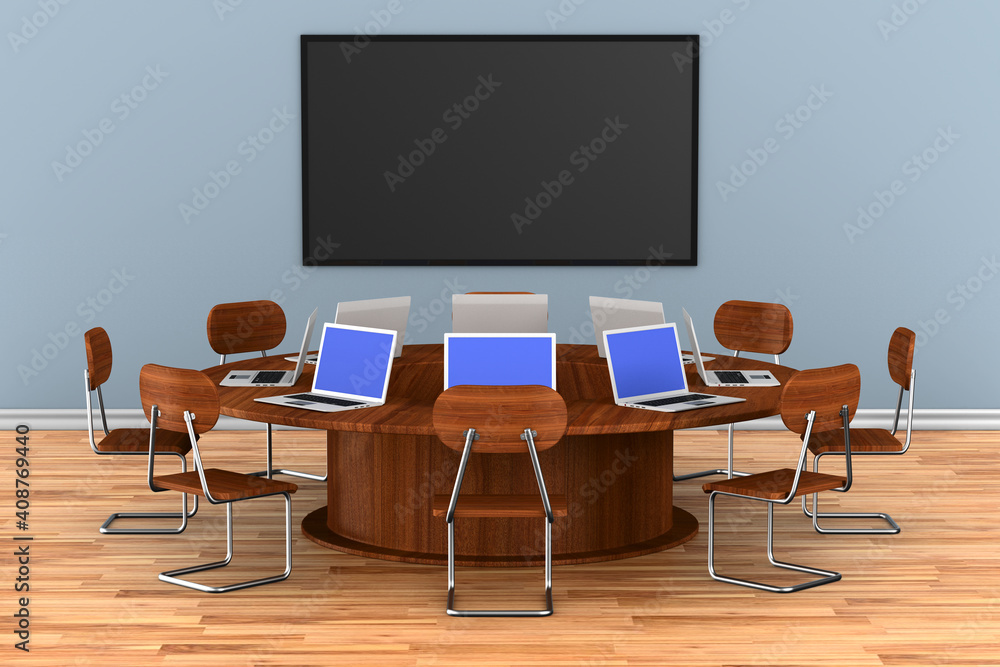Naklejka premium conference hall interior. 3D illustration