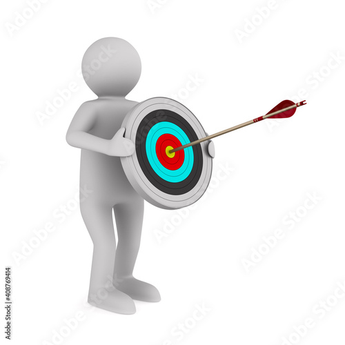 man hold arrow and target o...