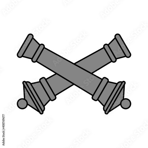 Vector high quality flat style icon illustration of crossed cannons clip art isolated on white background