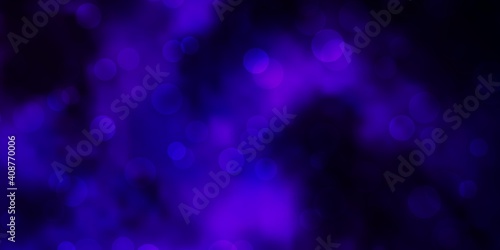 Dark Purple vector background with circles.