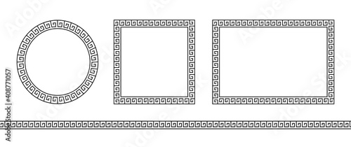 Set greek frame. Meander pattern collection border. Greek frame. Greece ornament. Grecian ancient style. Roman design. Geometric mediterranean decoration. Element antique symbol. Vector illustration