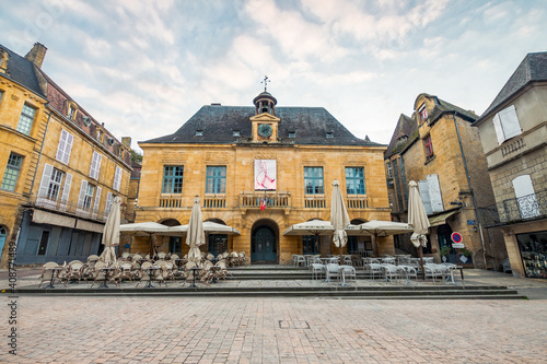 empty streets of sarlat la caneda town, France