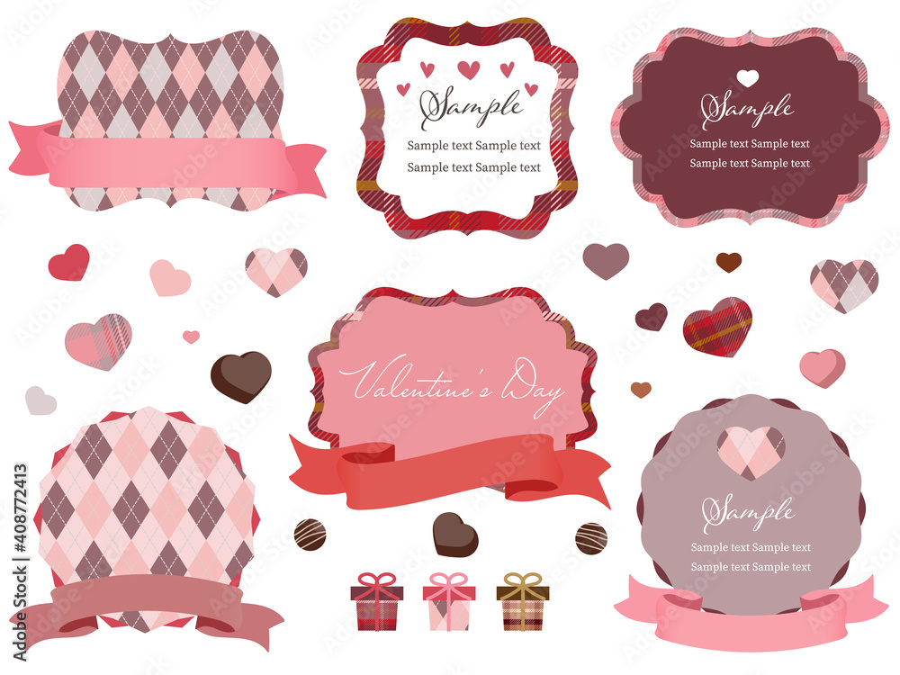 バレンタインデーフレーム枠 アーガイル チェック柄 Stock Vector Adobe Stock