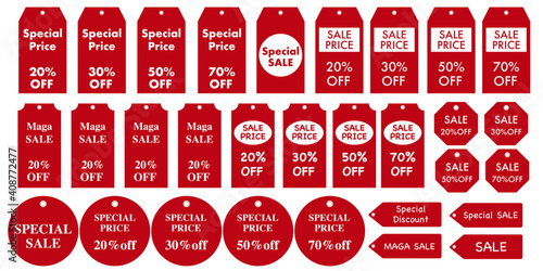 Set of sale tag icons illustration. SALE label illustration. Vector illustration. セールタグイラスト、セールタグデザイン、セールタグイラストコレクション