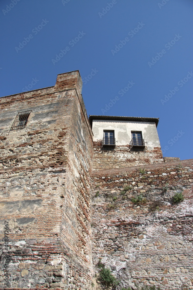 Types of an ancient castle, the Alcazaba of Málaga in Malaga