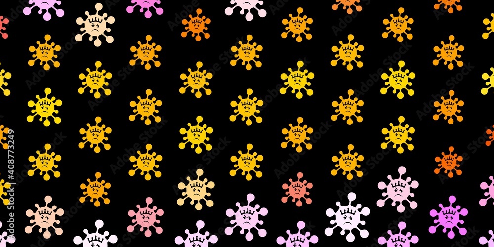 Dark pink, yellow vector template with flu signs. Dark pink, yellow vector template with flu signs.