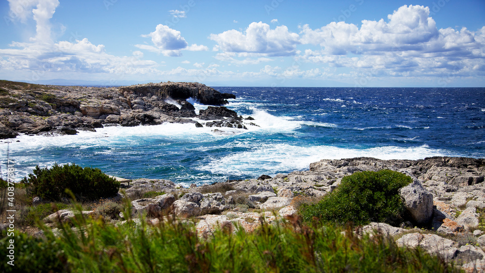 waves on rocks, Tremiti archipelago. San Domino island. Apulia, Italy