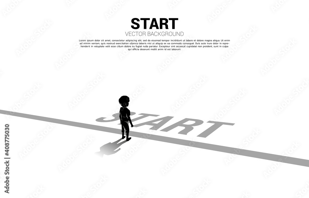 Silhouette of boy standing at start line. Concept of education start and future of children. Silhouette of boy standing at start line. Concept of education start and future of children.
