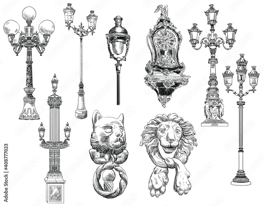 Vector set of decorative ancient architectural elements