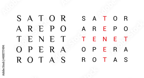 SATOR AREPO TENET OPERA ROTAS. The famous antique palindrome. Flat vector illustration isolated on white.