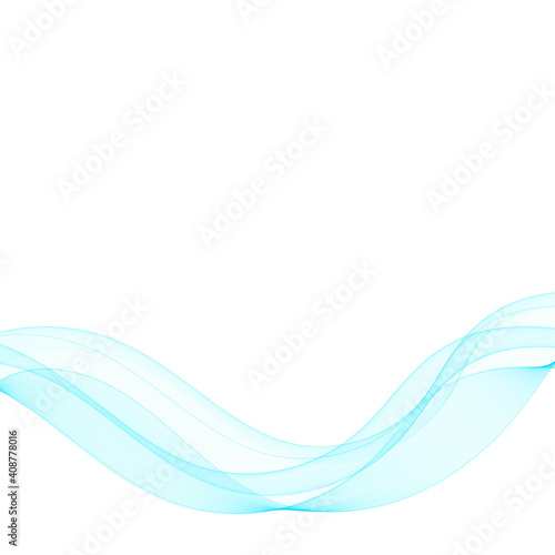 Abstract smooth color wave vector. Curve flow blue motion illustration. Smoke design. Vector lines. eps 10