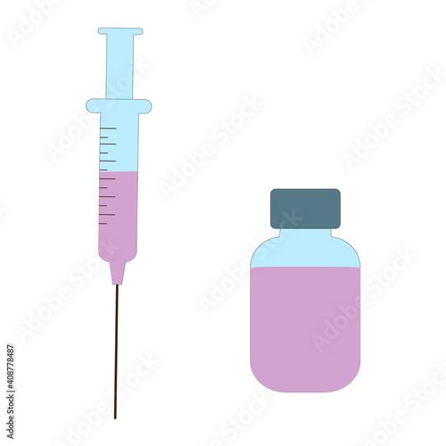 Syringe filled with medicine and vaccine on an isolated background.